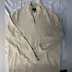 Banana Republic Cream Knit Italian Merino Wool Quarter Zip - Large